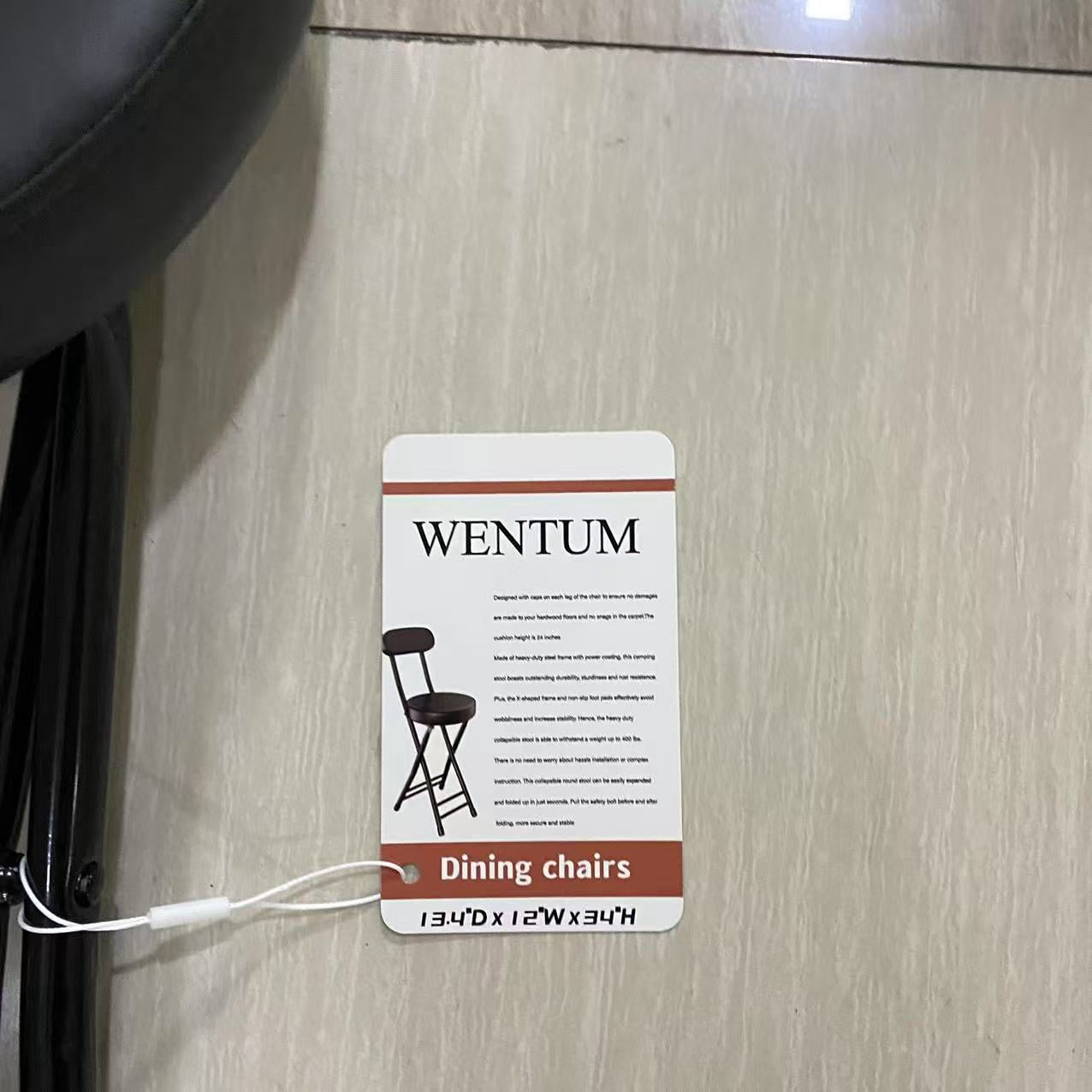 WENTUM Dining chairs,Cushioned Padded Folding Stool,23.6-Inch Counter Height Bar Stool,Portable Folding Stool with Handle for Fishing Hiking Gardening Travel BBQ