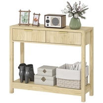 HOMCOM 35" Modern Console Table with Drawers, Narrow Entryway Table Natural
