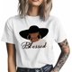 thumbnail image 3 of Camisetas gráficas informales de manga corta con aretes grandes para mujer y hombre, 3 of 8