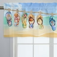 thumbnail image 2 of Hello Summer Vibe Flip Flop Kitchen Curtains Valance for Windows, Hawaii Beach Tropical Starfish Seasonal Short Half Topper Rod Pocket, Home Living Room Bedroom Coastal Decor 54" x 18", 2 of 6