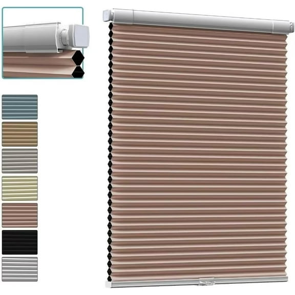 Myshade No Drill Blackout Shades Tension Cordless Cellular Blinds for Indoor Windows No Tools Window Blinds & Shades