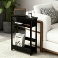 thumbnail image 3 of YUSAZENS 3-Tier Side Table with Storage Shelves, Space-Saving End Table for Small Spaces in Walnut Finish, 3 of 9