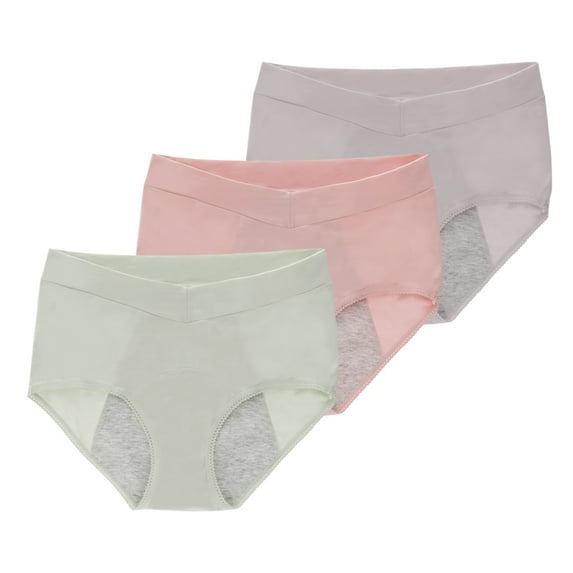 Spdoo Period Underwear for Women Menstrual Panties Womens Leak Proof High Waist Cotton Postpartum Panties Briefs Regular & Plus Size 3-Pack