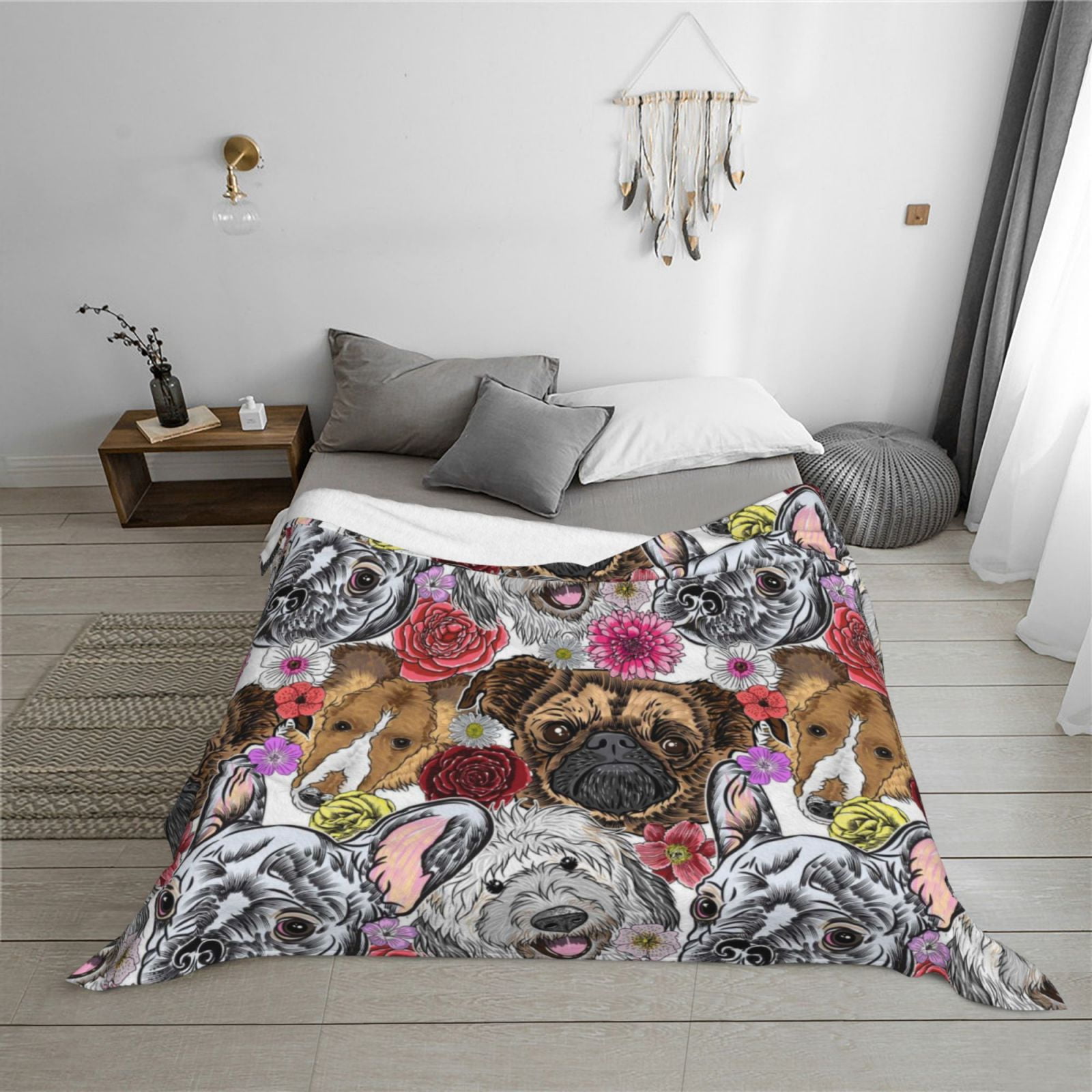 Throw Blanket for Couch - Cute Dogs Puppy1 Soft Comfy Lightweight Cozy Warm Throw Blanket, Fuzzy Plush Flannel Blanket & Throws for Sofa and Bed All Season