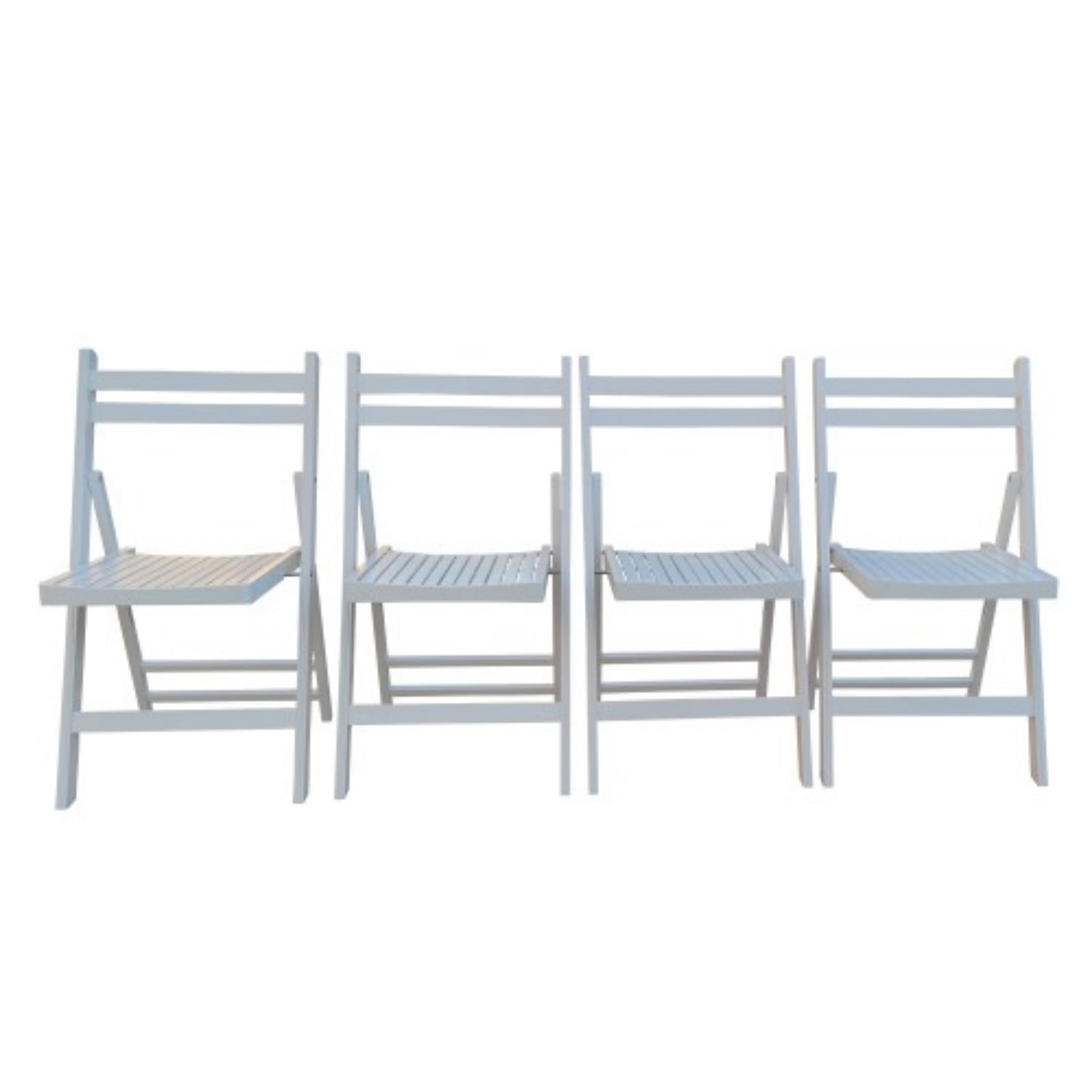 Folding Chairs Set of 4, Solid Wood Folding Chairs with Slatted Seat, Portable Event Chairs for Dining Room, Kitchen, Wedding & Party, White