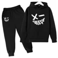 thumbnail image 5 of Sudadera con estampado de sonrisa malvada para niños, traje de 2 piezas para primavera y otoño de 2024, ropa para niños y niñas de 1 a 12 años, conjunto deportivo informal para niños, 5 of 5