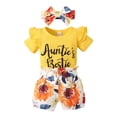 thumbnail image 6 of Actoyo Newborn Baby Girls Outfits Auntie‘s Bestie Rompers Floral Shorts Headband Set 0-18M, 6 of 9