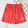 thumbnail image 5 of QIUOMBBP Boys Athletic Shorts Kids Knee Length Bermuda Shorts School Summer Sports Short Pants with Zipper Pockets, Red, 160, 5 of 9