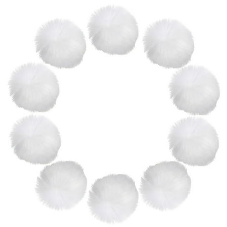 Uxcell 2.8 Inch Faux Fur Pom Pom Balls, 10 Pcs White Faux Fur Pom Poms for Hats with Elastic Loop for DIY Knitting Hats Keychain Scarves Gloves Bags Shoes