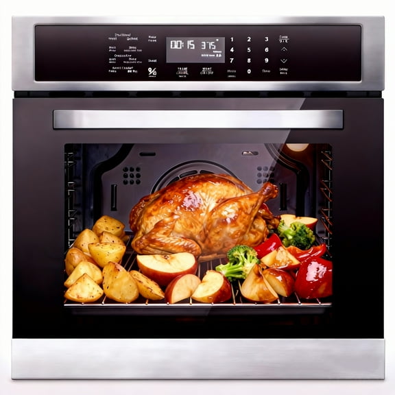 Sunmaki Wall Oven 24 Inch Single Wall Oven, 2.5 Cu. Ft Electric Built-in Convection Oven LED Digital Display Touch Control Timer Alarm Clock Child Lock for Kitchen, Drop Down Door in Stainless Steel