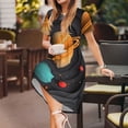 thumbnail image 3 of Zufioo Solar System Paper Art Print Women's Short Sleeve Dress, Elastic Round Neck Pullover A-line Knee-length Dress, Suitable for Party, Vacation, Leisure, 3 of 6