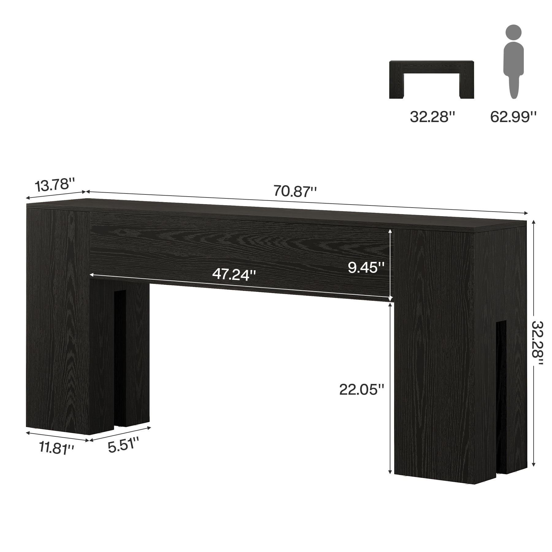 Tribesigns 71-inch Console Table for Entryway, Farmhouse Sofa Console Behind Couch, Entry Table for Hallway, Foyer, Living Room, Black