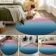 thumbnail image 6 of 8ft Round Rug, Pink Blue Ombre Non-Skid Rubber Backing Large Area Rugs - Living Room Bedroom Home Office, Modern Geometric Striped Abstract Art Indoor Floor Mat Carpets Washable Rug, 6 of 9