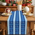 thumbnail image 4 of Burlap Table Runner 70 Inches Long,Winter Christmas Snowflakes Non-Slip Kitchen Table Runners for Dining Room Everyday Use Party Table Decorations Blue Striped, 4 of 9