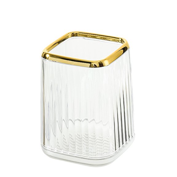 Clear Pencil Pen Holder Cup, Makeup Brush Holder, Stationery Organizer for Office Desk Accessory, 11*7*7cmTransparent white