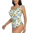 thumbnail image 2 of Gaeub Vintage Utensils Women's One Shoulder Ruffle Tummy Control Swimwear for Swimming Surfing Beach Party - Large, 2 of 8