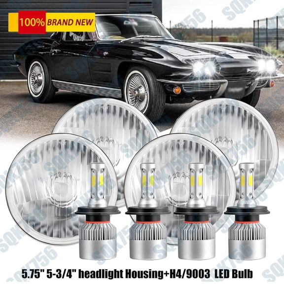 for Chevrolet Corvette C1 C2 C3 5 3/4" 5.75" LED Headlights Hi-Lo Beam DRL 4PCS