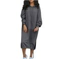 thumbnail image 2 of Brilliant Dresses for Women Plus Size Elegant Fall Winter Casual Loose Warm Hoodie Long Sleeve Large Pocket Sweater Long Dress Maxi Dresses New Arrivals Gray S, 2 of 6