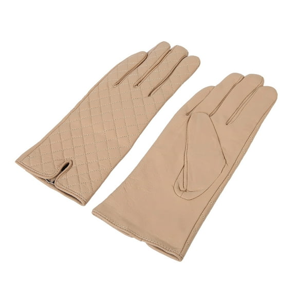 Elegant Women's Quilted Solid Winter Thermal Soft Leather Gloves