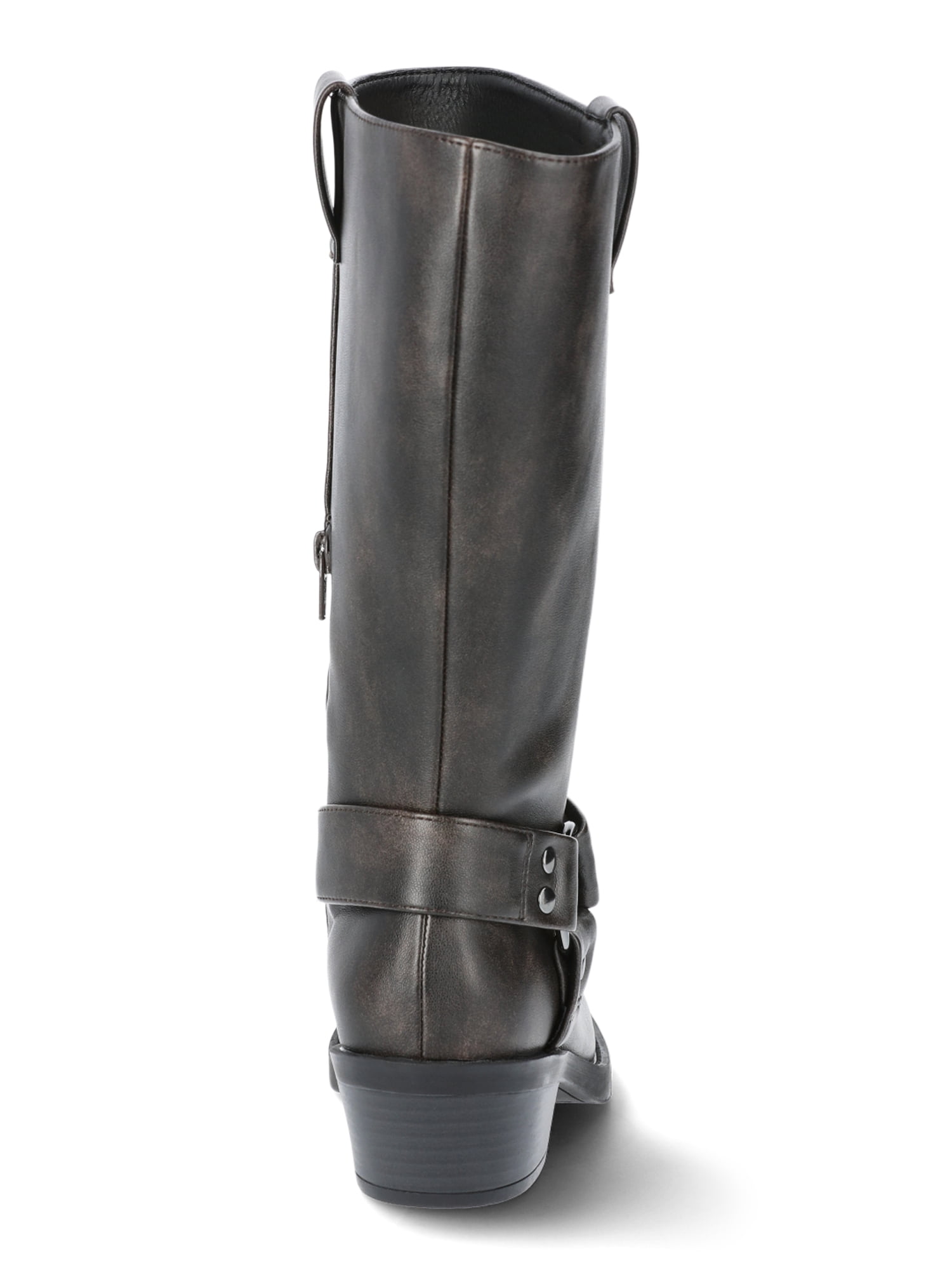 Time and Tru Women's Moto Hardware Boots, Wide Width Available
