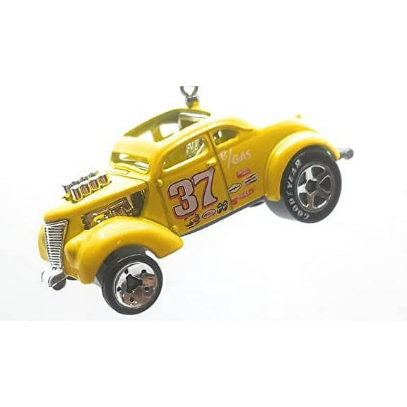 Christmas Ornament for 1937 Drag Racing Ford Coupe Yellow 37 Decal
