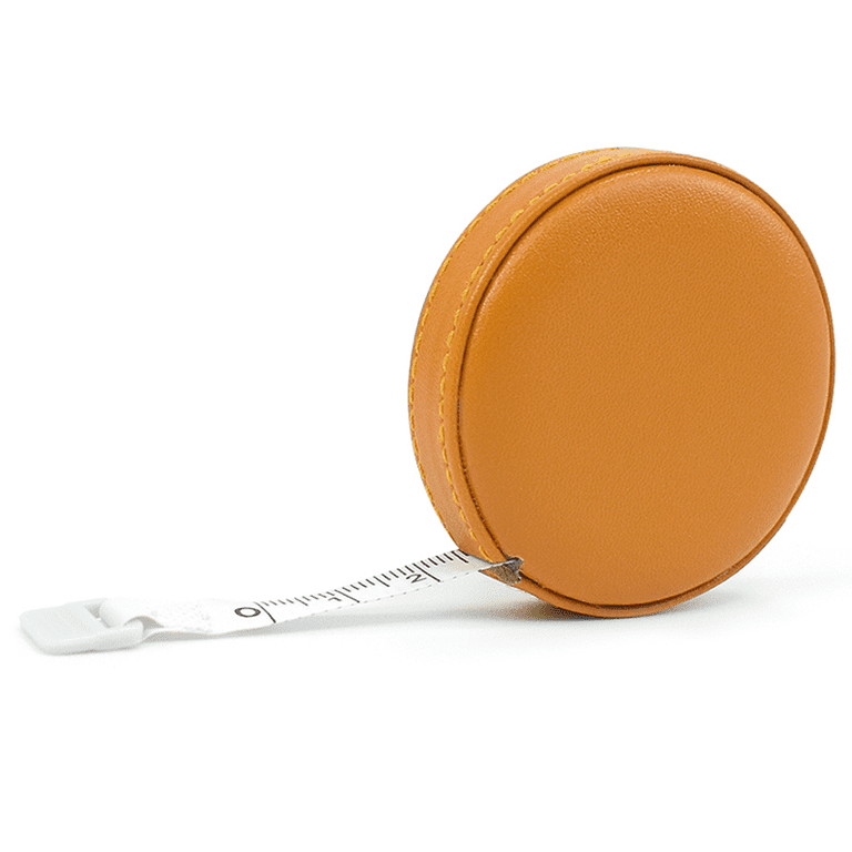 Elegant Leather Measuring Tape with Retractable Design for Convenience -  yellow 