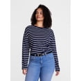 thumbnail image 2 of Scenario Women's Relaxed Slub Tee with Long Sleeves, Sizes XS-XXXL, 2 of 6