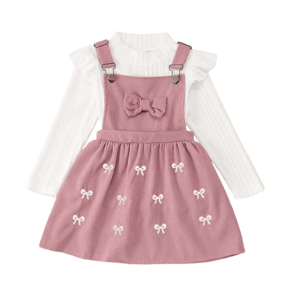 WOYY Girls Outfits Knit High Neck Long Sleeve Top Jumper Dress Set for Baby, Sizes 12M-5T