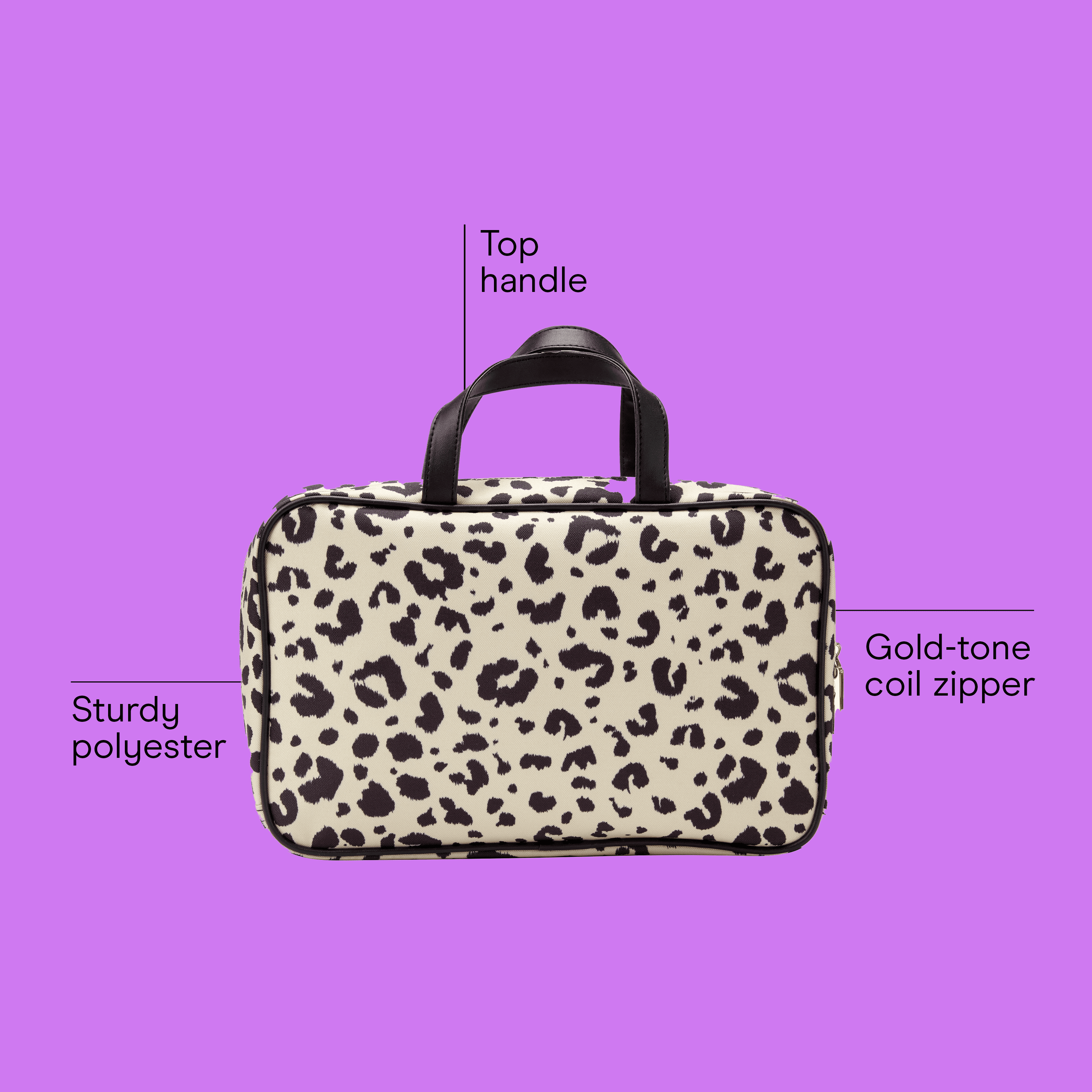 Conair Leopard Print Weekender Bag, Travel Bag with Luxe Gold-Tone Hardware and Roomy Interior