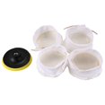 thumbnail image 1 of 5Pcs Polisher/Buffer kit Soft Wool Bonnet Pad Hook Loop Heavy Cut Pad White4'', 1 of 5