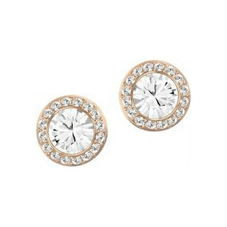 Angelic Crystal and Rose Goldtone Stud Earrings