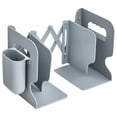 thumbnail image 1 of KAKOWELY bookends with pen holder Telescopic Book Shelf Simple Bookstand Creative Book Ends Durable Book Stand With Pen Container for Home Office Shop Store (Grey Bookeds and Grey Pen Container), 1 of 4