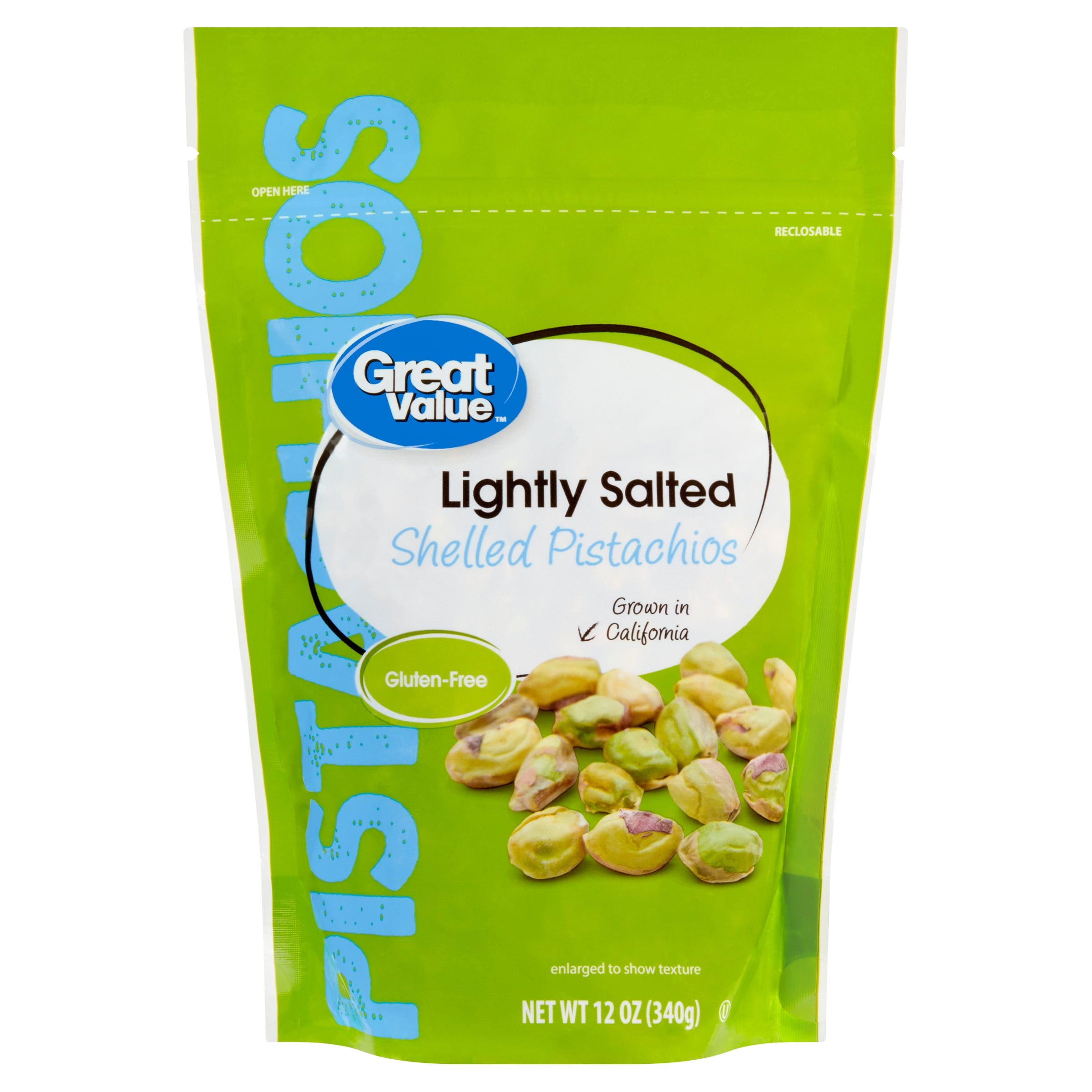 Great Value Shelled Pistachios Lightly Salted, 12 oz