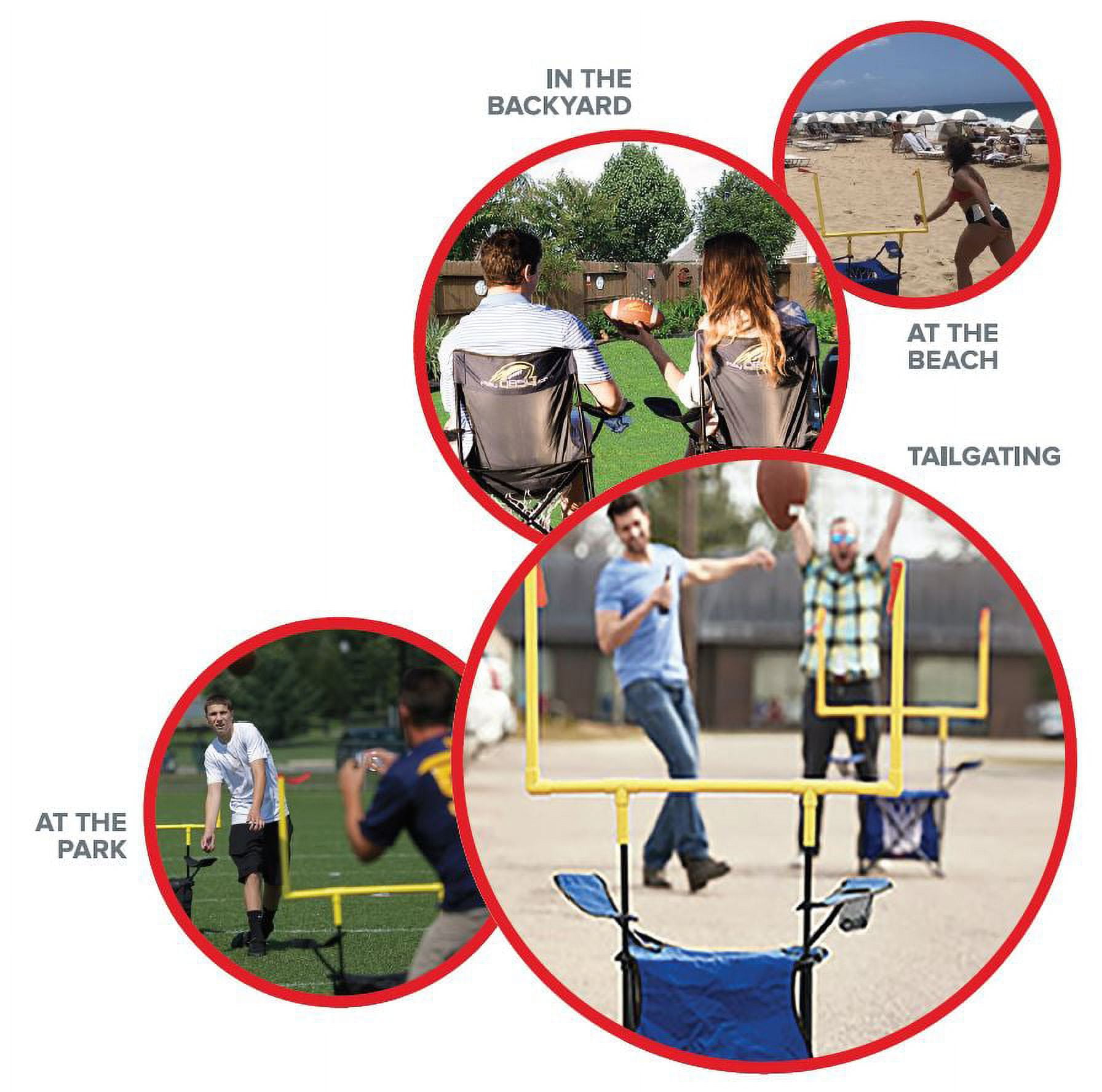 QB54 Ultimate Tailgating, Beach, Backyard, Family Fun Game - Football Toss & Kick Game Built into Two Camping Chairs