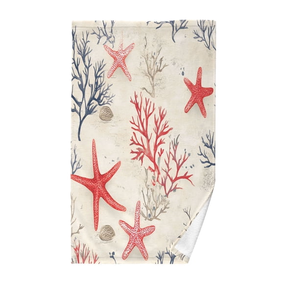 Yayeee 100% Cotton Hand Towels for Bathroom 16" x 28" Soft Absorbent Kitchen Towel, Light Red Starfish