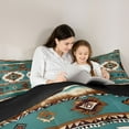 thumbnail image 5 of jejeloiu Ancient Bohemian Aztec Twin Comforter Sets,Cyan Beige Brown Bedding Set For Adult Reversible 2-Piece, 5 of 8