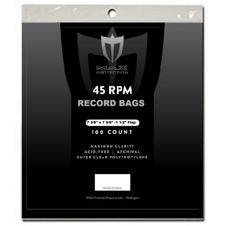 Max Protection 45 RPM Record Bags - 100ct Pack (Best Way To Store 45 Records)