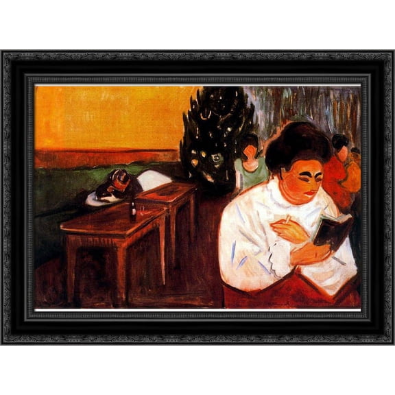 Christmas in the Brothel 24x17 Black Ornate Wood Framed Canvas Art by Munch, Edvard