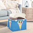 thumbnail image 3 of Yayeee Collapsible Storage Bin with Lid Fabric Closet Decorative Basket with Handles, Colorful Ice Cream Cat, 3 of 7