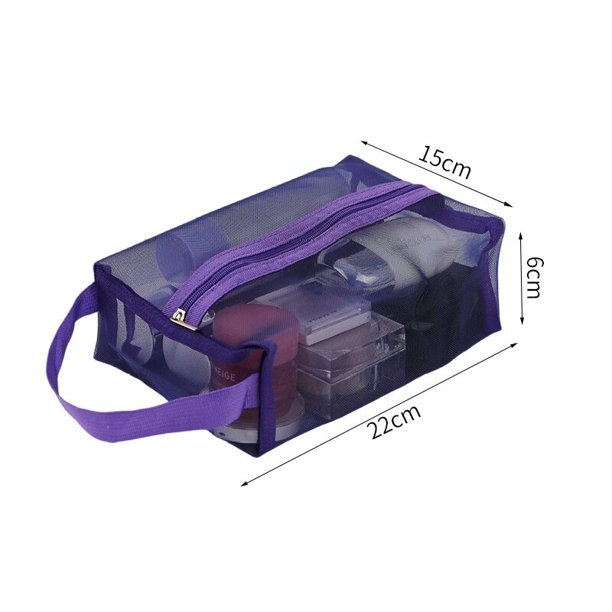 Bolsas de almacenamiento multifuncionales para el hogar, neceser portátil con cremallera, organizador de maquillaje de malla transparente, bolso de aseo