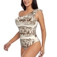 thumbnail image 2 of Gaeub Western Desert Cowboys2 Women's One Shoulder Ruffle Tummy Control Swimwear for Swimming Surfing Beach Party - Medium, 2 of 8