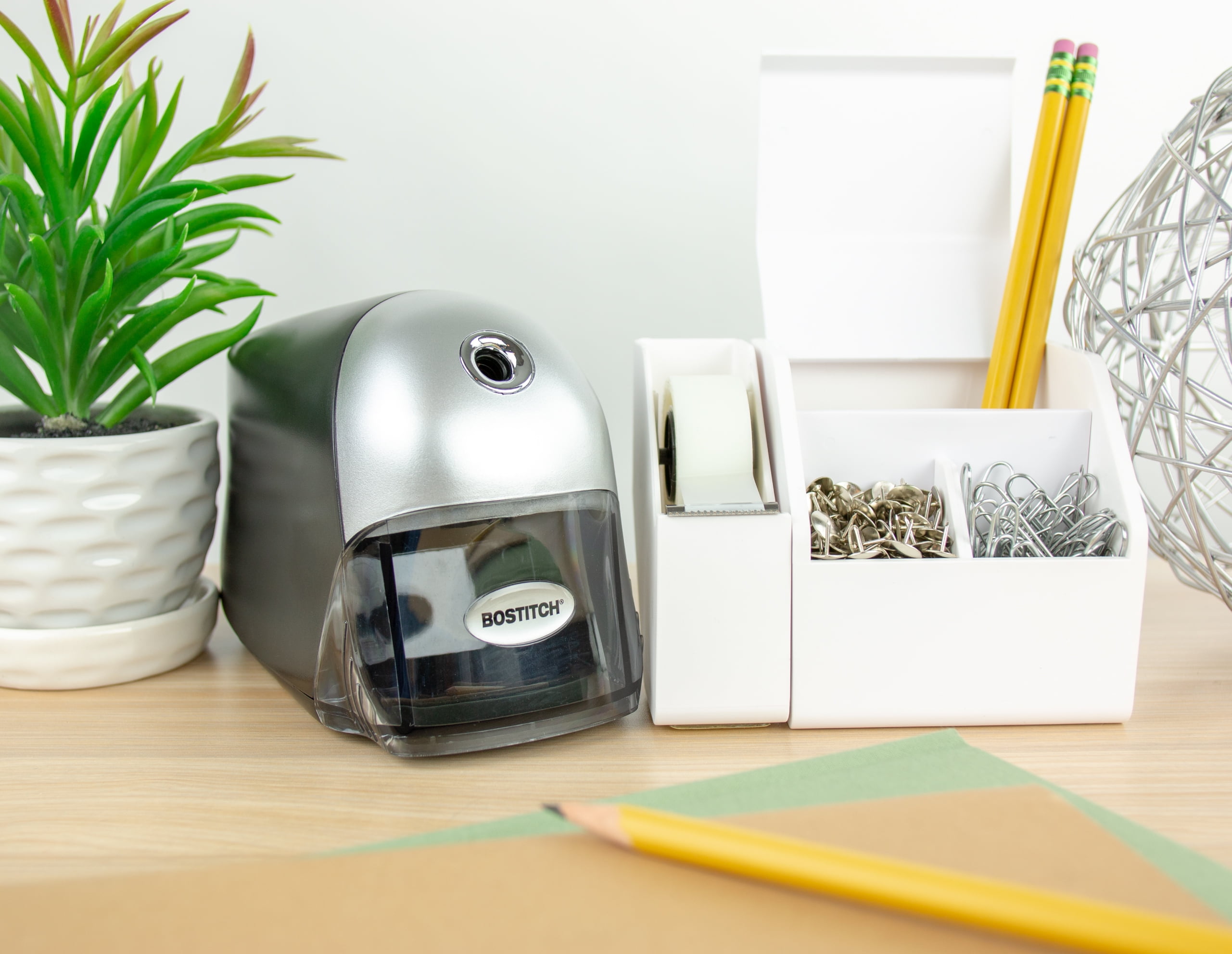 Bostitch Office QuietSharp Executive Heavy Duty Electric Pencil Sharpener for 65% Faster Sharpening and 6x Longer Cutter Life, Tamper-proof Switch When Removing Savings Tray