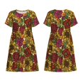 thumbnail image 3 of Bixox Robe d'Été à Manches Courtes pour Femmes Robe Ample Longueur Genou avec Poches-Tournesol, 3 of 7