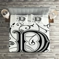 thumbnail image 3 of Ambesonne Letter D Quilted Coverlet 3 Pcs, D Medieval Art, Queen Size, Black Grey White, 3 of 4