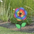 thumbnail image 2 of In the Breeze 2792 — Rainbow Stripe Flower Spinner with Leaves, 12-Inch — Colorful Garden Wind Spinner, 2 of 4