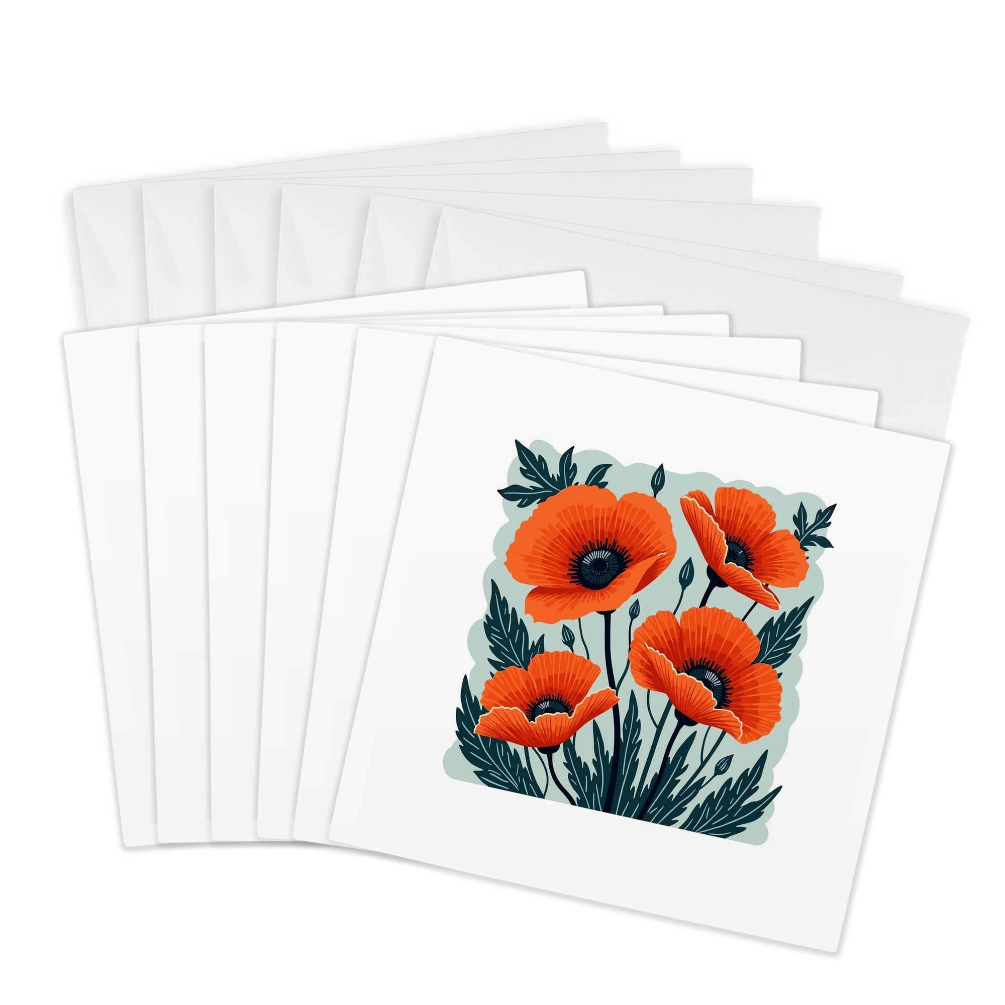 3drose Four Pretty Poppies 1 6 Greeting Cards with Envelopes