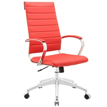 Modern Contemporary Highback Office Chair, Red Faux Leather