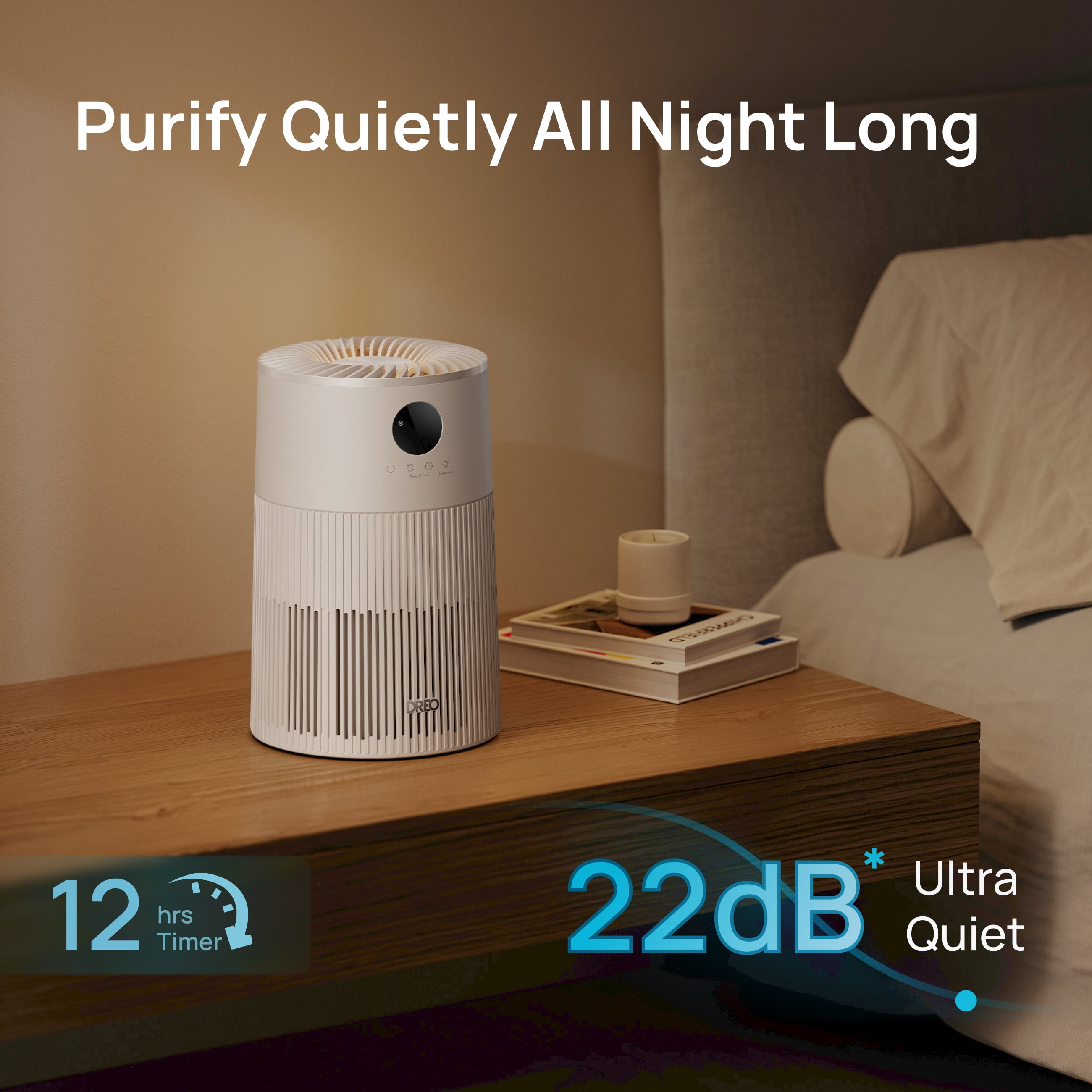 DREO HEPA Air Purifier for Room Covers 1488 Sq. Ft/2H, Purificador for Allergies and Asthma with 7-Color Night Light, Remove 99.97% Pet Hair, 3-in-1 Filter, 18W DC Motor Energy-Save, 22dB Sleep Mode