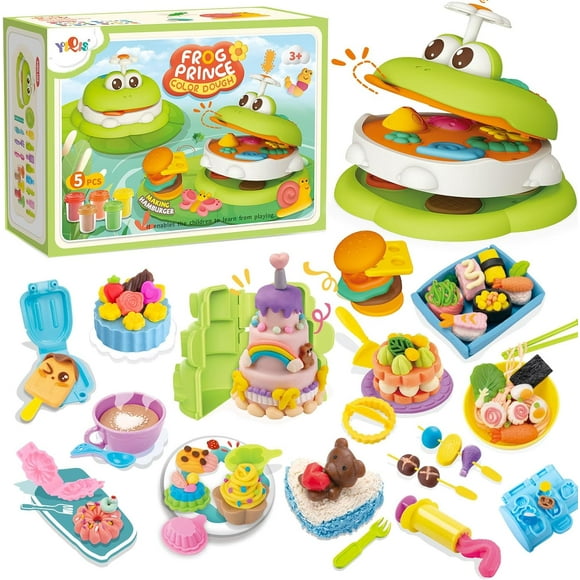 Kitchen Creations Play Food Playdough Sets for Kids.Preschool Cooking Play Dough Sets for Kids,Gift for Boys & Girls 50 Tools,5 Compound Colors