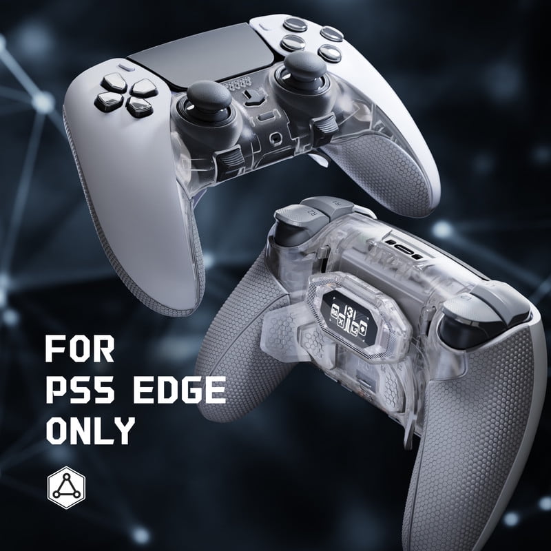 eXtremeRate BEYOND Kit for PS5 Edge - OLED Display Paddles w/ 4 Remappable Buttons & Rubberized Grip (Clear & Gray)
